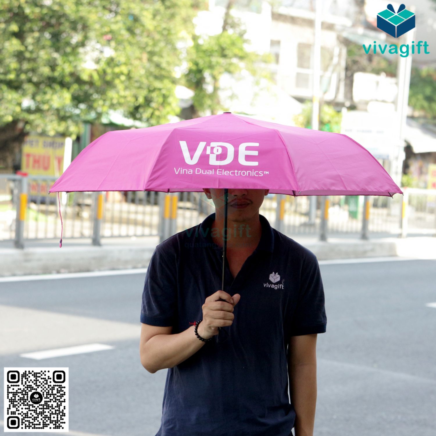 Ô Dù Cầm Tay Gấp 3 Tự Động 1 Chiều R=55cm 8 Kèo D011 40 o du cam tay gap 3 tu dong 1 chieu in logo qua tang d011 01