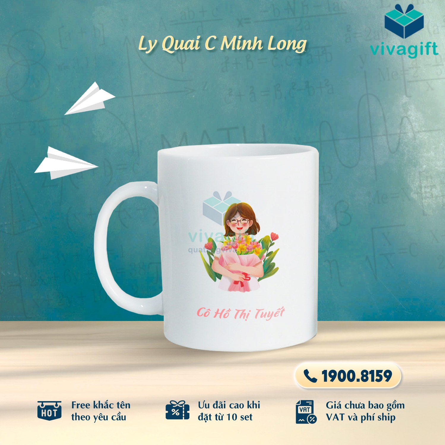 Set Quà Tặng 20/11 Bình Giữ Nhiệt, Sổ Tay, Ly Sứ SQT212 - Quatangviva.com