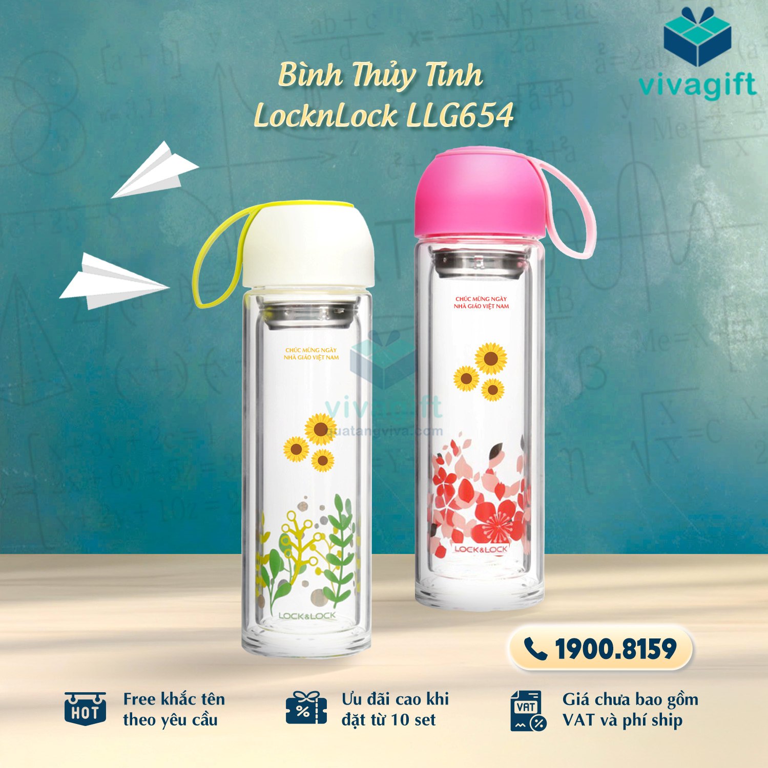 Set Quà Tặng 20/11 Bình Nước Thuỷ Tinh, Túi Trà SQT214 8 Set Quà Tặng 20/11 Bình Nước Thuỷ Tinh, Túi Trà SQT214 - Quatangviva.com