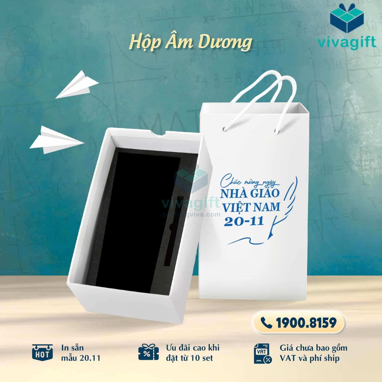 Set Quà Tặng 20/11 Ly Giữ Nhiệt, Bút Cao Cấp, Hộp Đựng SQT222 - Quatangviva.com