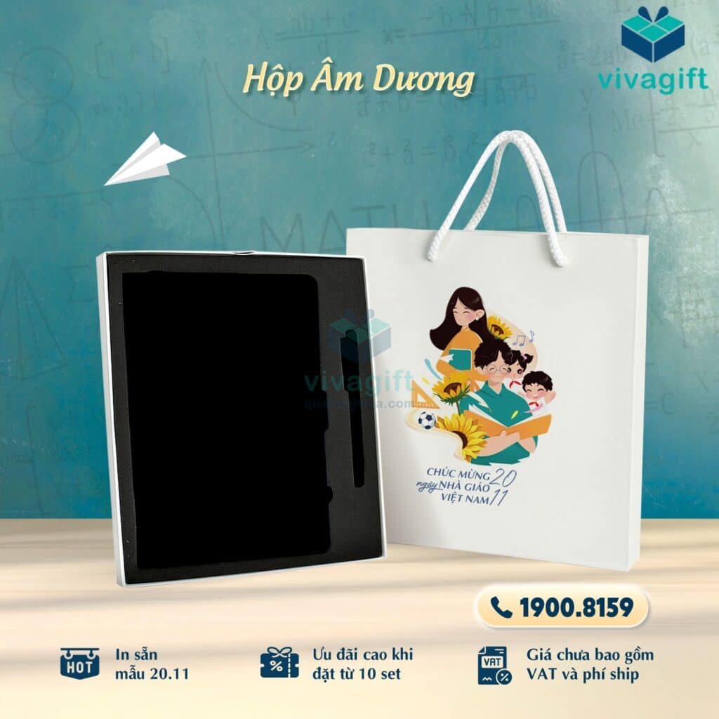 Set Quà Tặng 20/11 Sổ Bìa Còng, Bút Khắc Tên SQT224 - Quatangviva.com