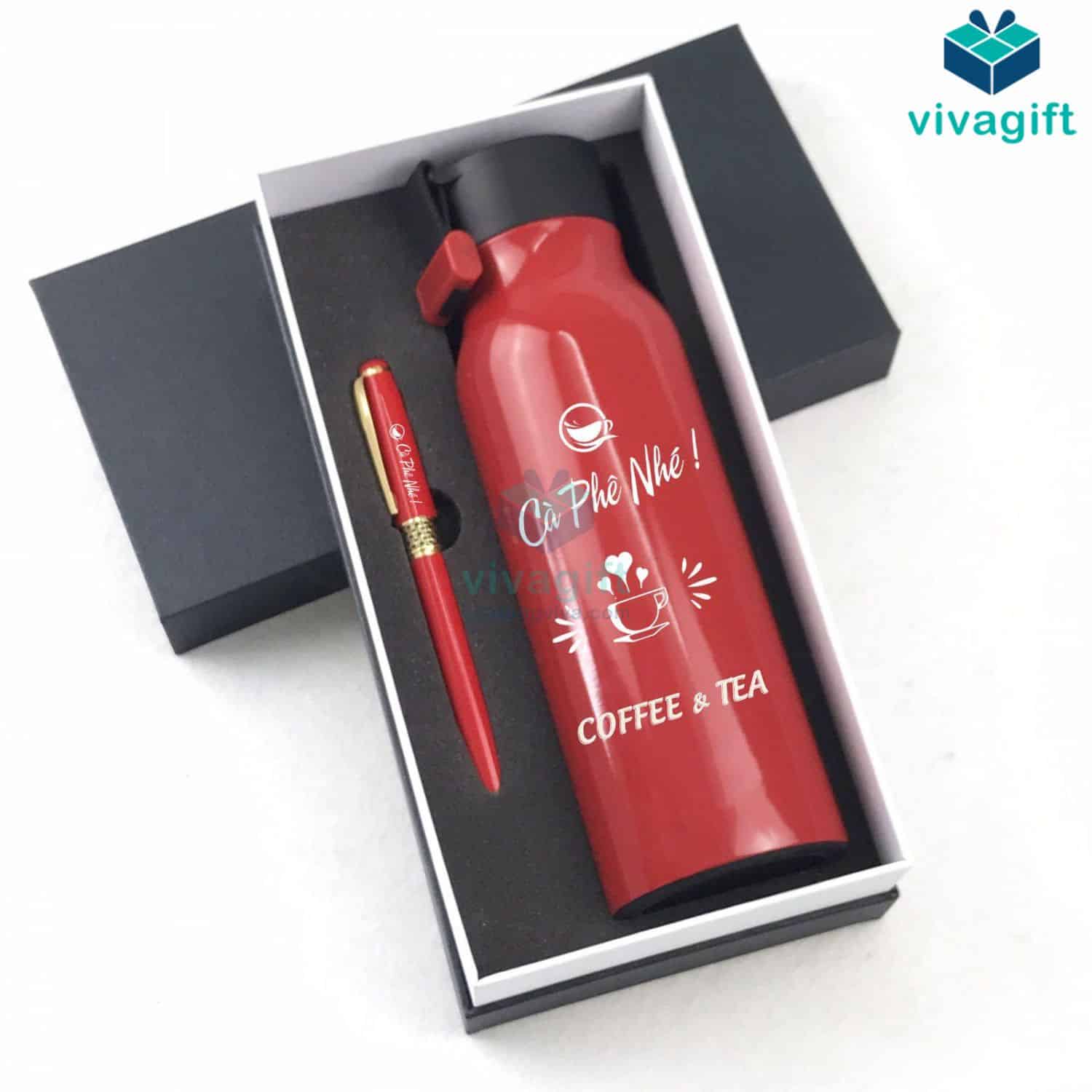 Set quà tặng bình giữ nhiệt và bút ký sang trọng 