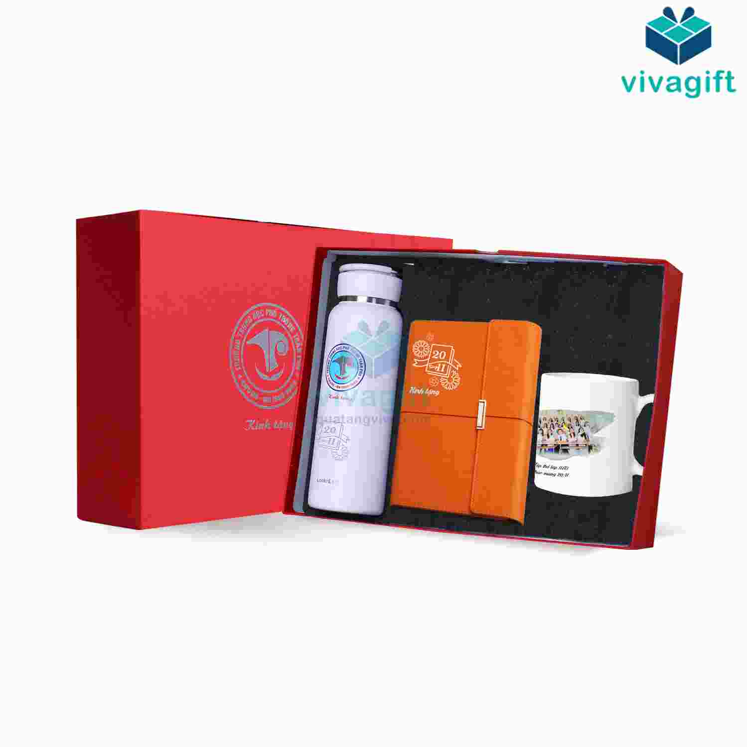 Set bình giữ nhiệt, sổ tay và ly sứ tiện lợi tặng cho thầy cô ngày 20/11