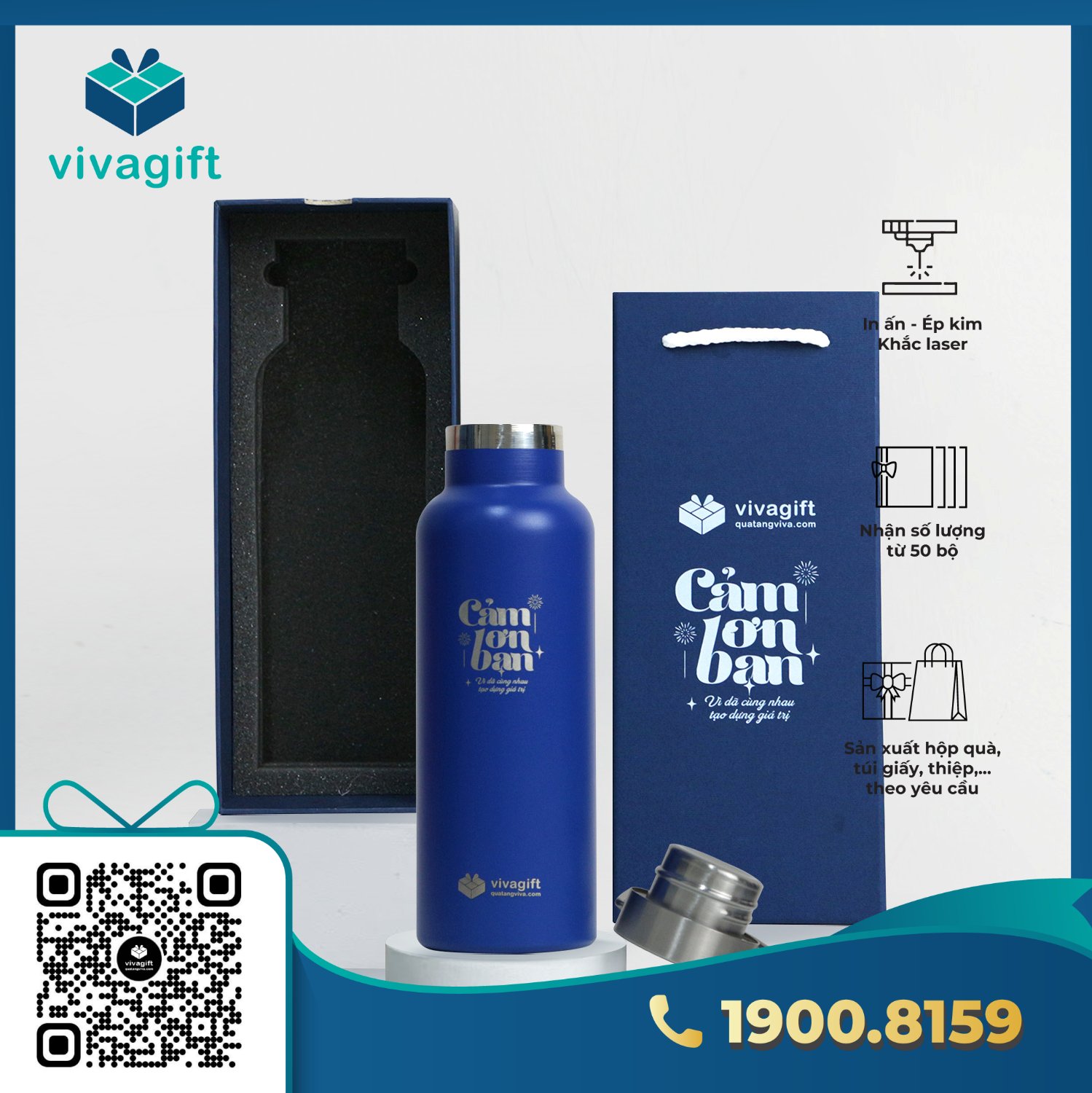 Set quà tặng bình giữ nhiệt Q128, hộp đựng cao cấp GS203 6 Set quà tặng bình giữ nhiệt Q128, hộp đựng cao cấp GS203 - Quatangviva.com