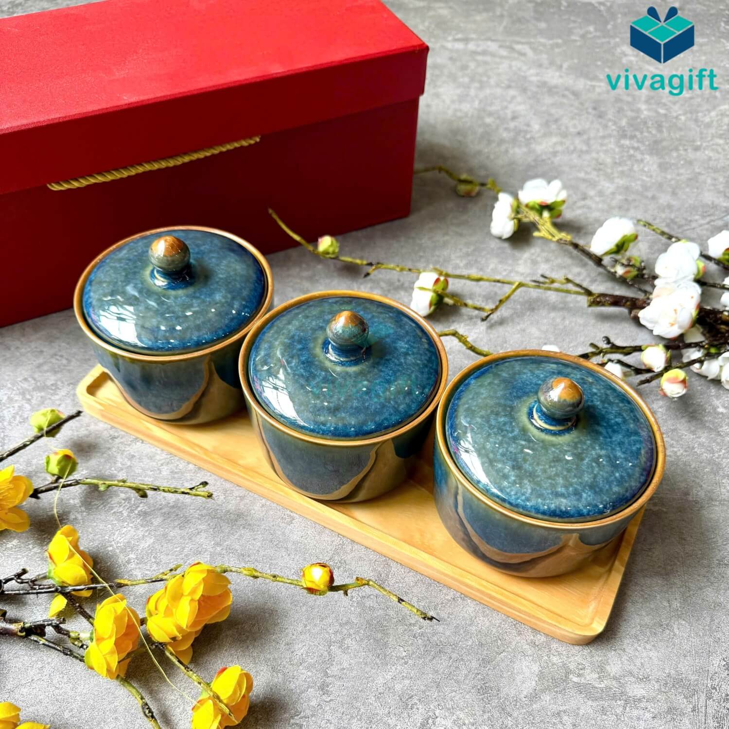 Khay mứt Tết gốm sứ Bát Tràng men hoả biến xanh đại dương KMS-01 8 Khay mứt Tết gốm sứ Bát Tràng men hoả biến xanh đại dương KMS-01 - Quatangviva.com