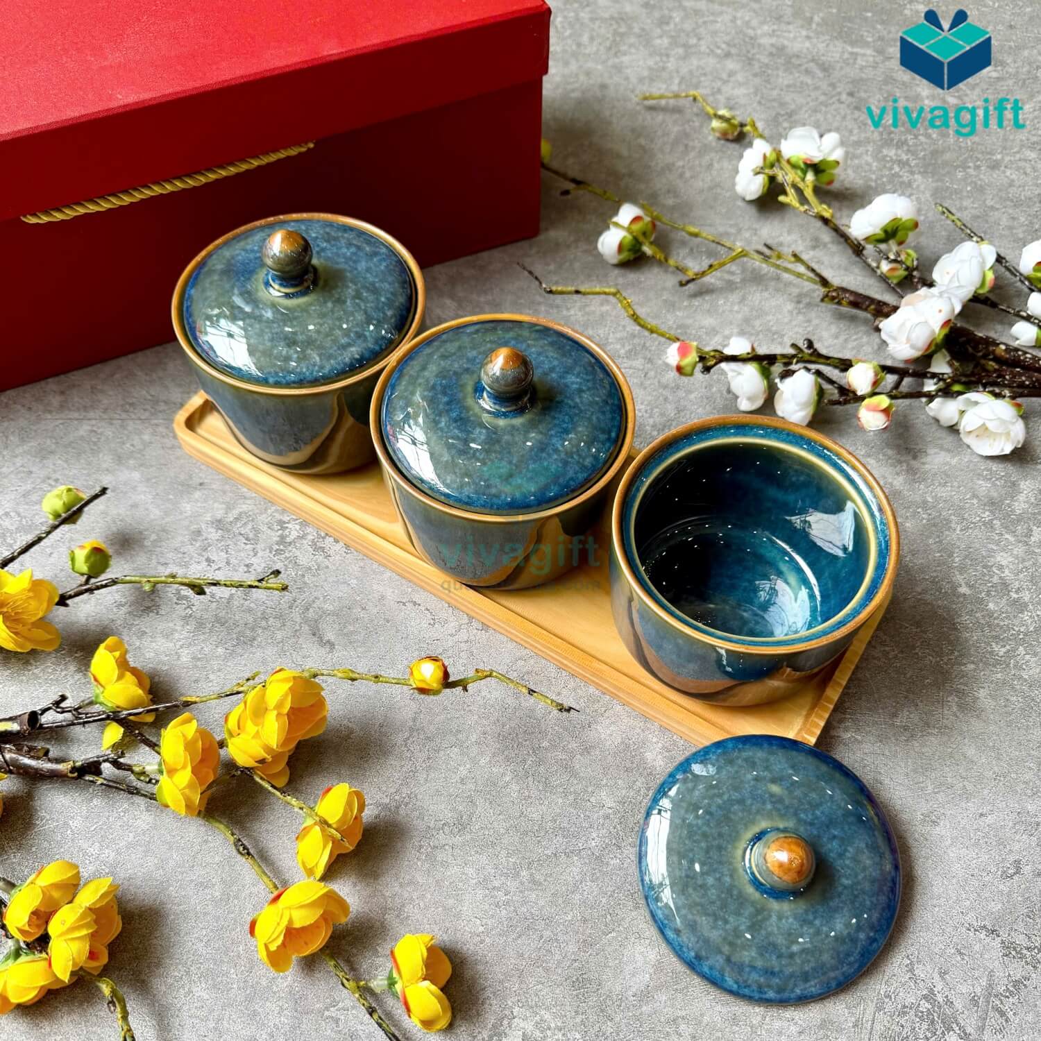 Khay mứt Tết gốm sứ Bát Tràng men hoả biến xanh đại dương KMS-01 7 Khay mứt Tết gốm sứ Bát Tràng men hoả biến xanh đại dương KMS-01 - Quatangviva.com