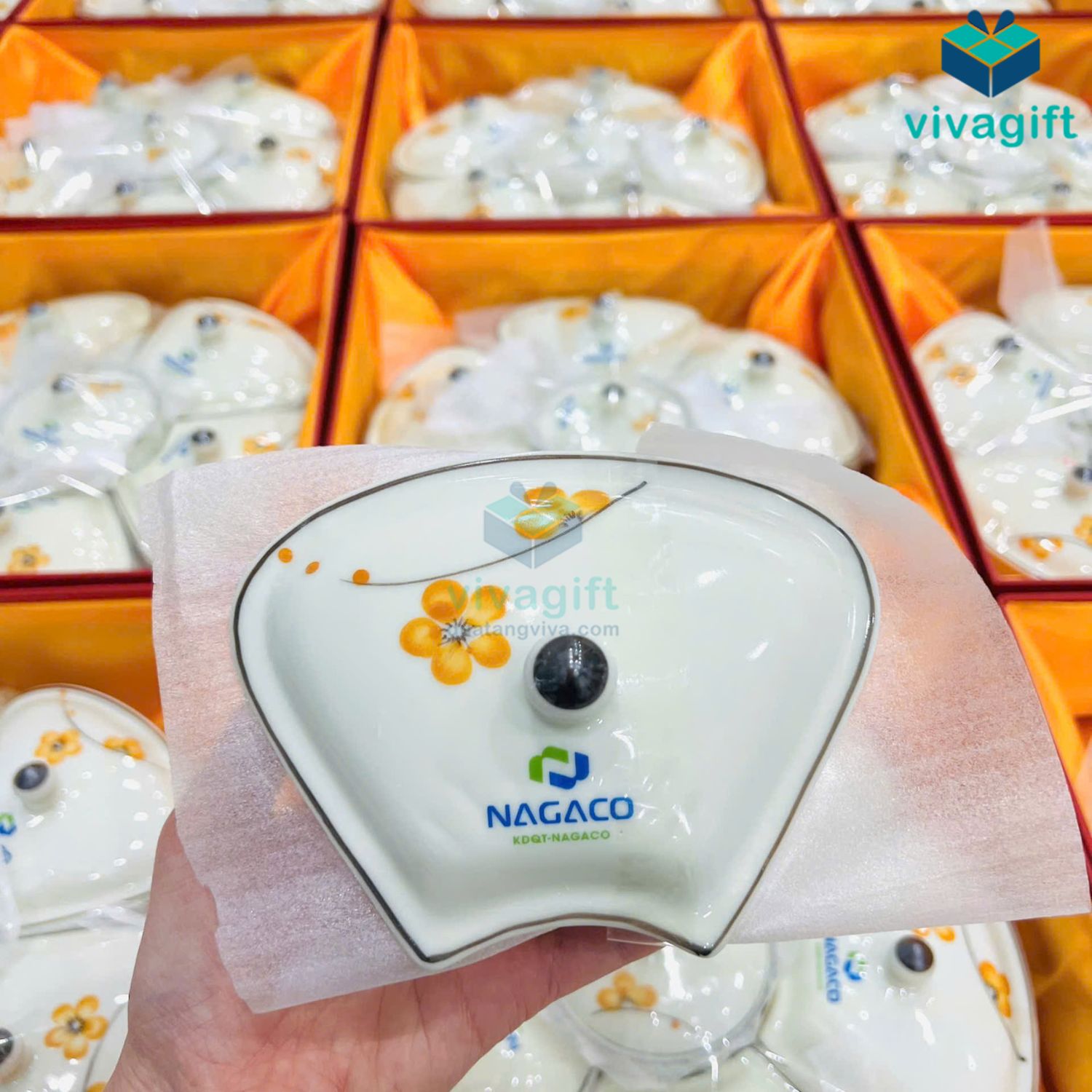 Khay mứt Tết gốm sứ Bát Tràng họa tiết hoa đào cam KMS-18 8 khay mut tet hoa dao cam kms 18 03