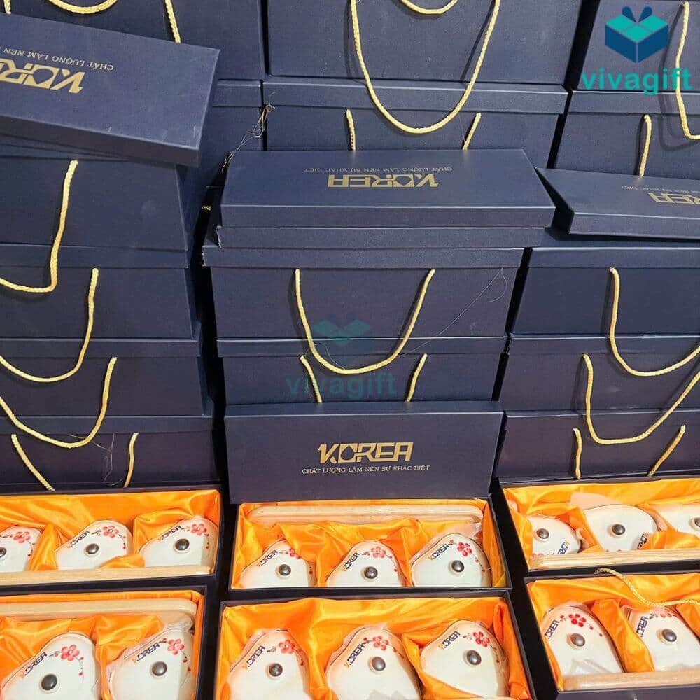 Khay mứt Tết gốm sứ Bát Tràng hình tim men kem vẽ hoa đào đỏ KMS-20 18 khay mut tet ve hoa dao do kms 20 09