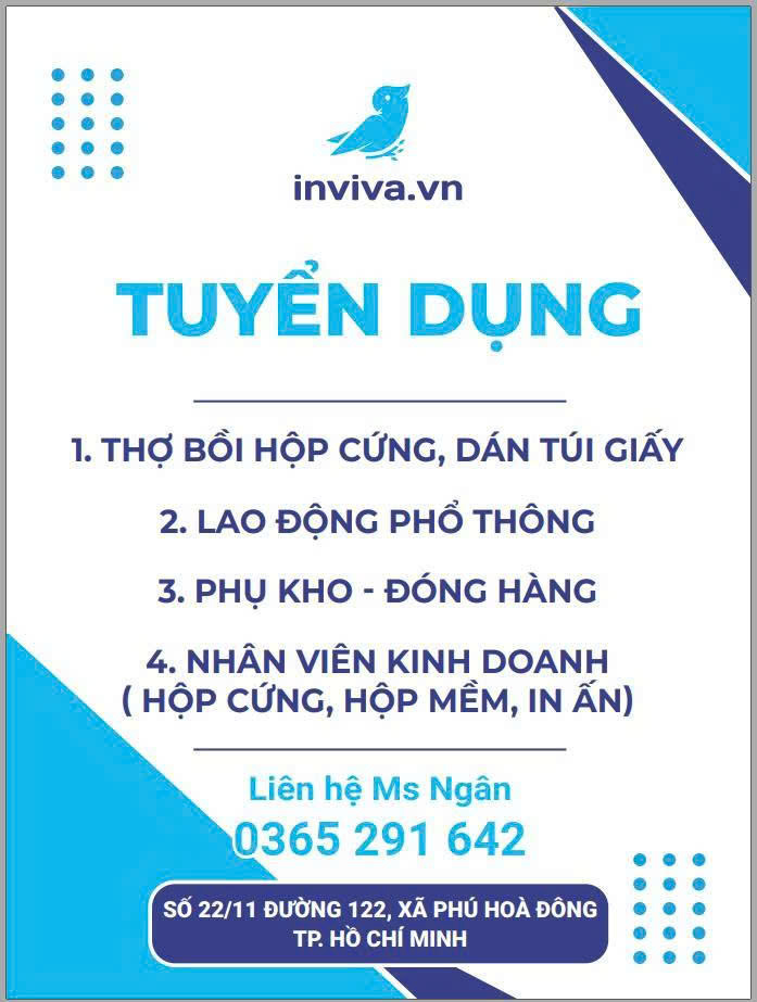 Tuyển Dụng Nhân Viên Kinh Doanh Ngành In Ấn Tháng 01/2026 - Công ty CP Quà tặng Viva 1 Tuyển Dụng Nhân Viên Kinh Doanh Ngành In Ấn Tháng 01/2026 - Công ty CP Quà tặng Viva