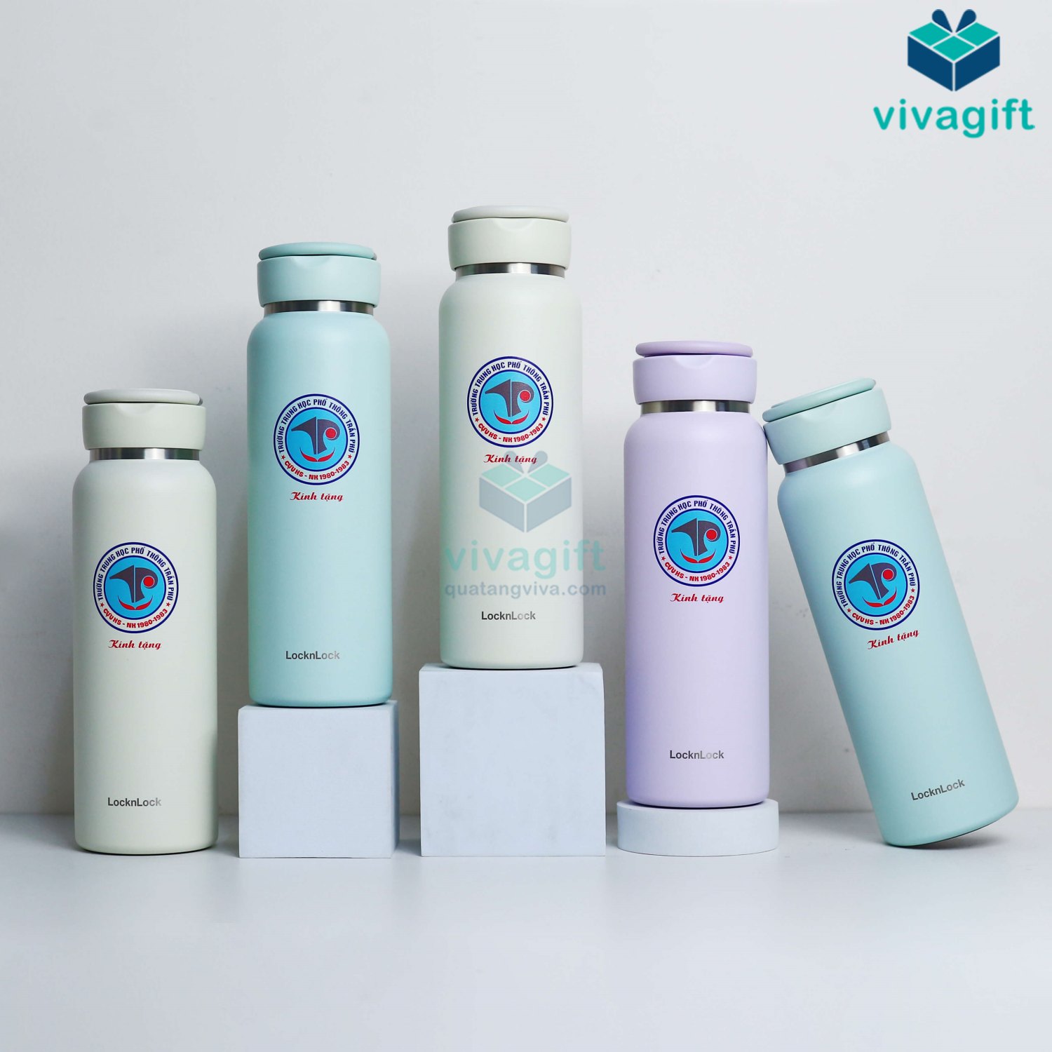 Quà tặng bình giữ nhiệt in logo trường THPT Trần Phú