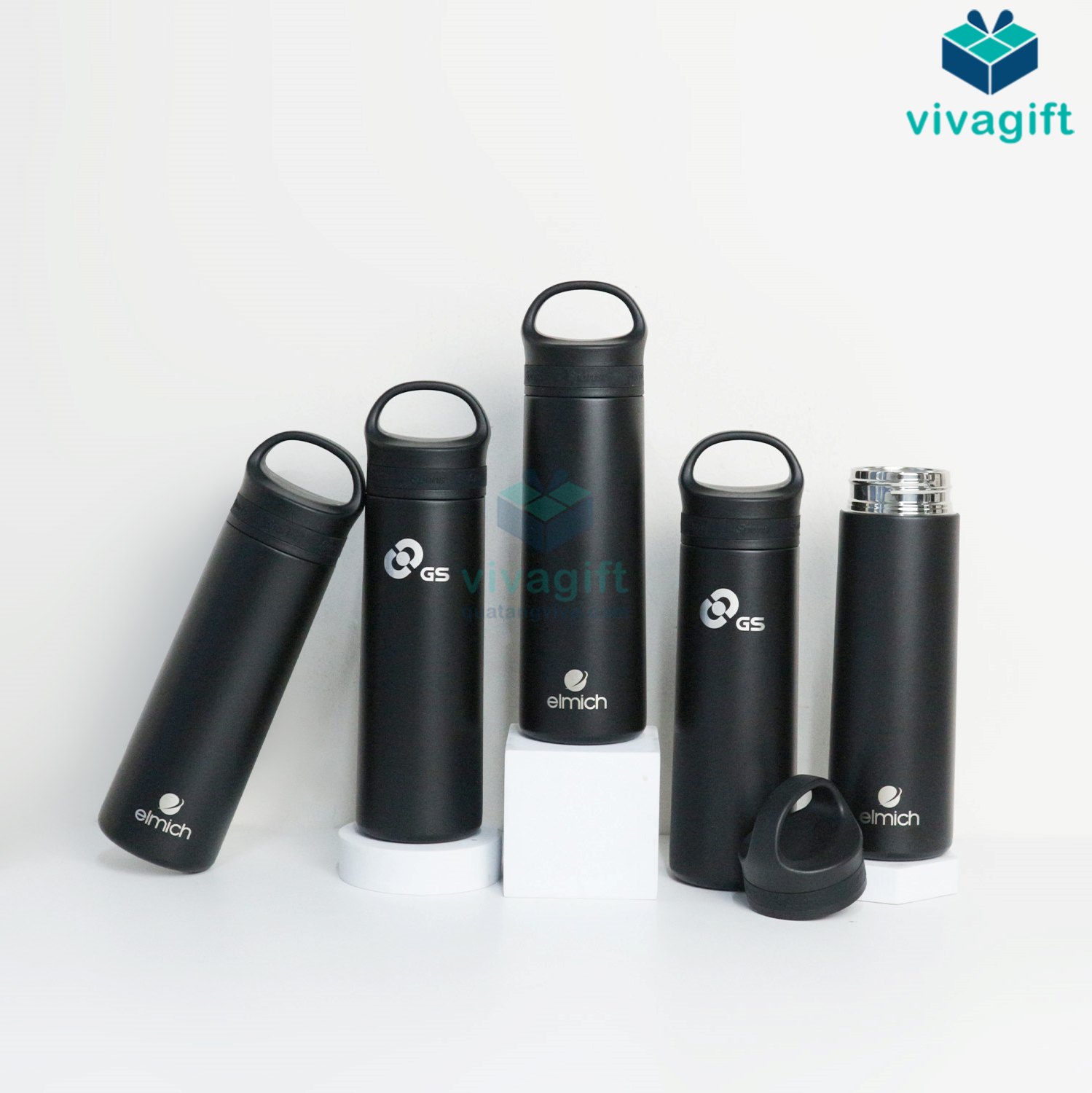 Bình nước Elmich giữ nhiệt in logo công ty GS