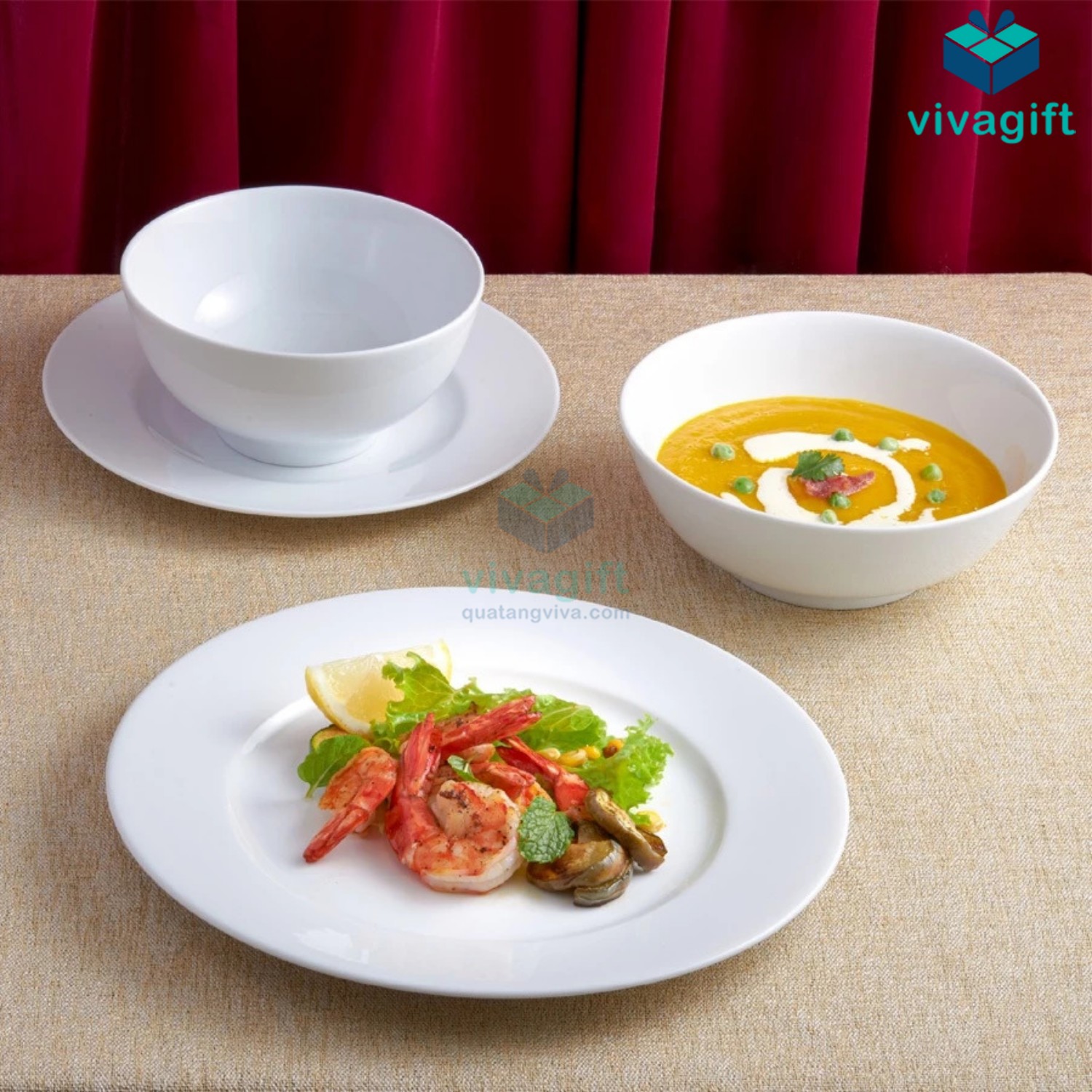 Bộ bàn ăn gốm sứ Minh Long 9 sản phẩm - Jasmine - Trắng A001_09JAS 5 Bộ bàn ăn gốm sứ Minh Long 9 sản phẩm - Jasmine - Trắng A001_09JAS - Quatangviva.com