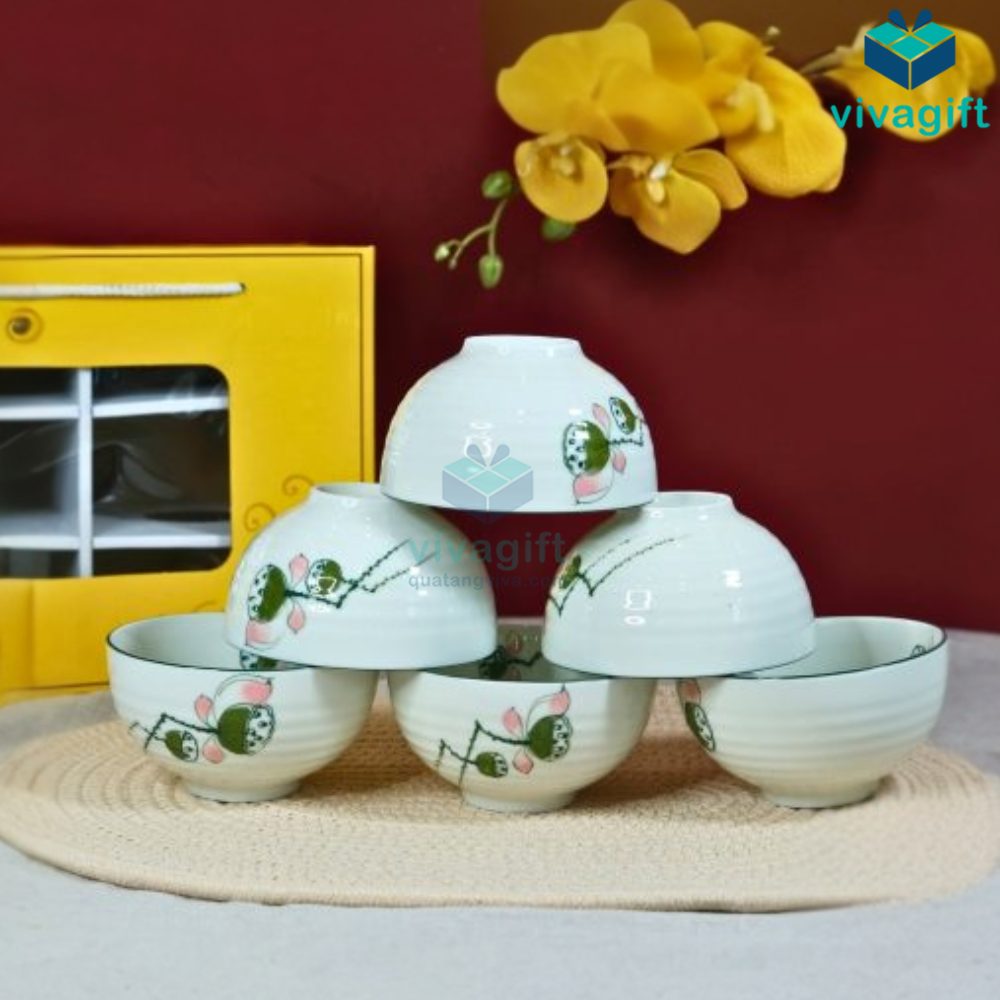 Bộ Bát Đĩa Quà Tặng Bát Tràng Đài Sen BAB-110 8 bo bat dia bat trang dai sen bab 110 03
