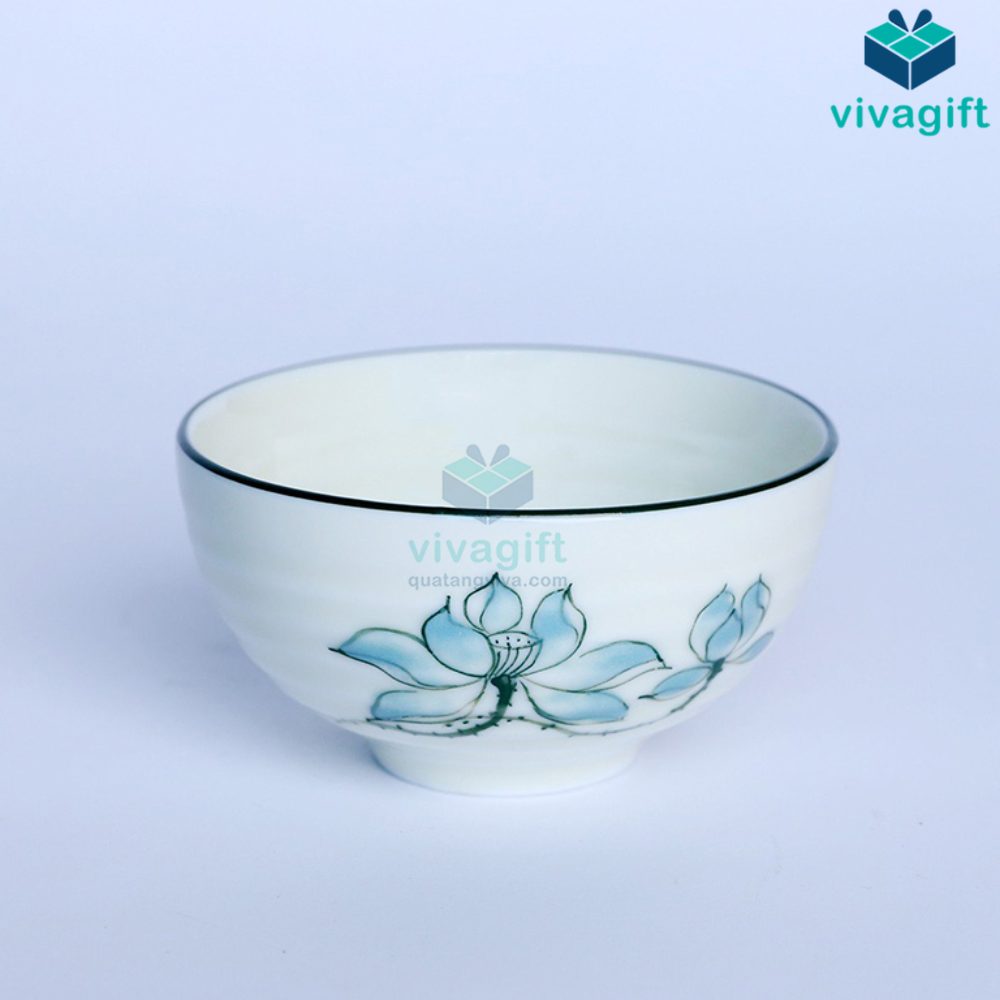 Bộ Bát Đĩa Bát Tràng Men Kem Sen Xanh Lơ BAB-108 8 bo bat dia bat trang men kem sen xanh lo bda 108 01