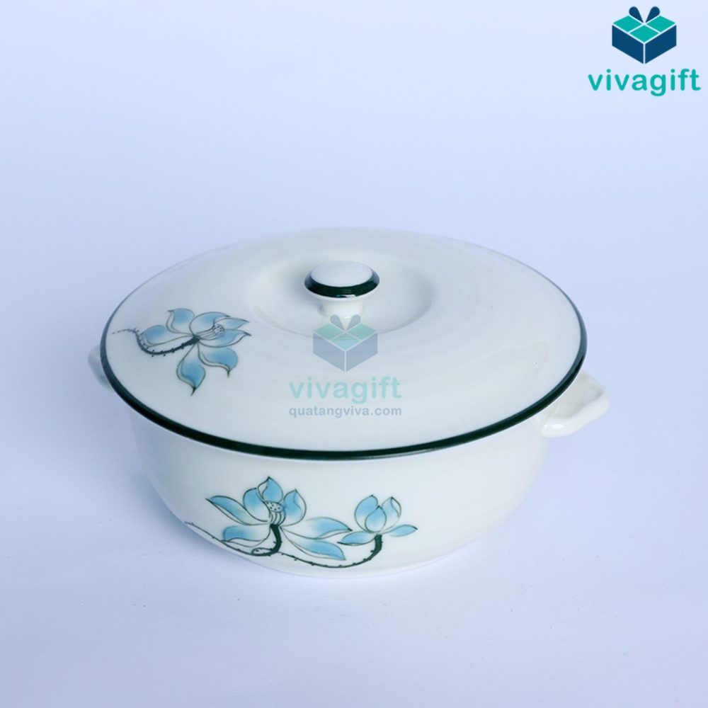 Bộ Bát Đĩa Bát Tràng Men Kem Sen Xanh Lơ BAB-108 10 bo bat dia bat trang men kem sen xanh lo bda 108 05