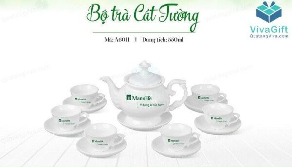 Bộ Tách Tràng Bát Tràng In Logo - Bộ Cát Tường A013 550ml 2