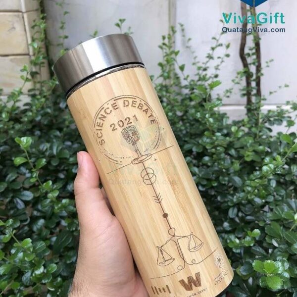 Bình Giữ Nhiệt Vỏ Tre Khắc Tên, Logo 450ml Q104
