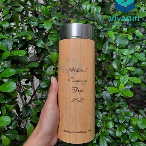 Bình Giữ Nhiệt Vỏ Tre Khắc Tên, Logo 450ml Q104