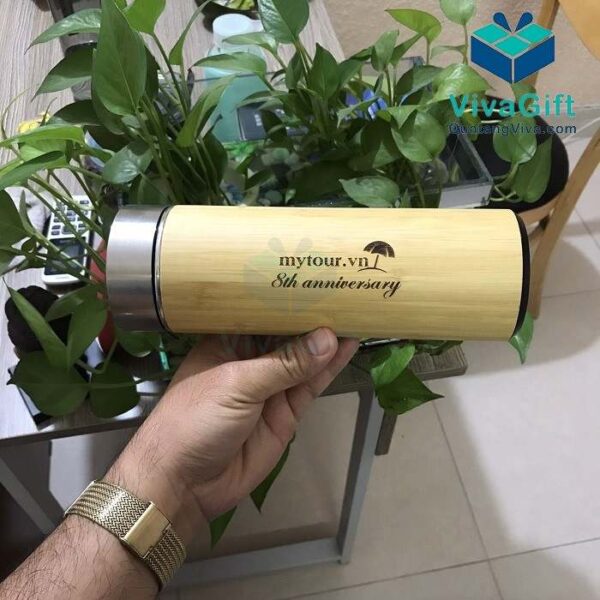 Bình Giữ Nhiệt Vỏ Tre Khắc Tên, Logo 450ml Q104