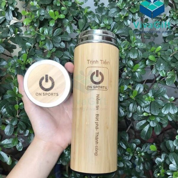 Bình Giữ Nhiệt Vỏ Tre Khắc Tên, Logo 450ml Q104