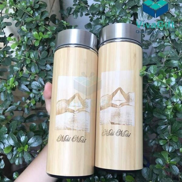 Bình Giữ Nhiệt Vỏ Tre Khắc Tên, Logo 450ml Q104