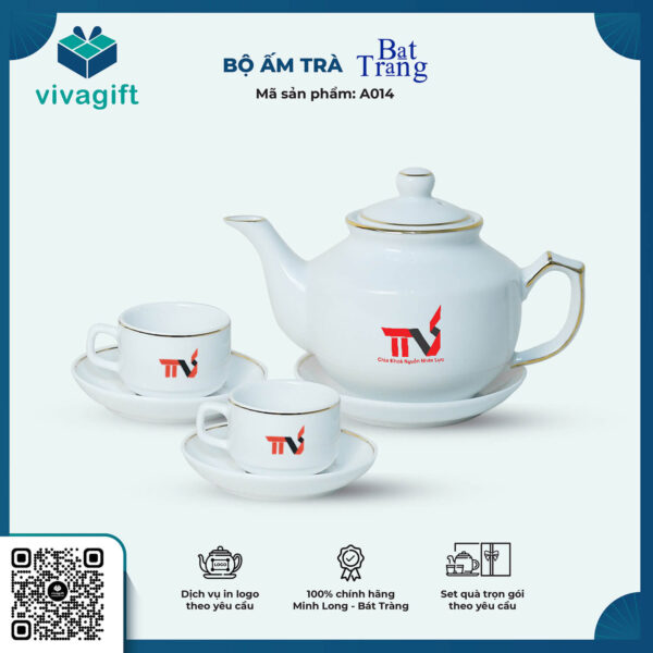 Bộ Ấm Chén Bát Tràng Vuông HongKong A014 600ml 1