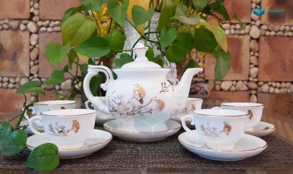 bộ cát tường ấm chén bát tràng