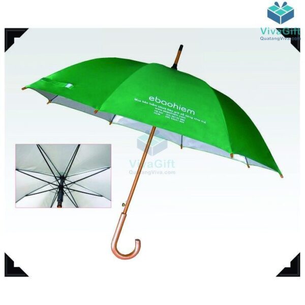 ô dù cầm tay khung gỗ bán kính 60cm in logo D031
