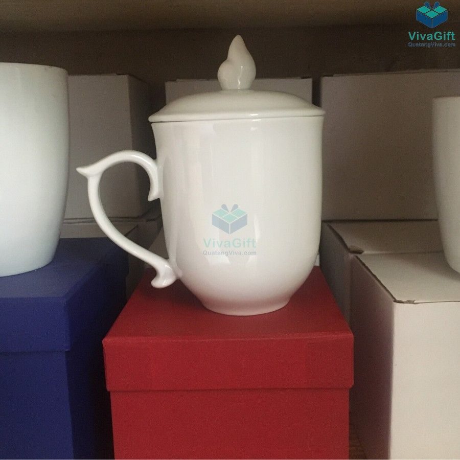 Ly Sứ Trắng Có Nắp Đậy In Logo Theo Yêu Cầu LS102 20 Quà Tặng Viva ly sứ có nắp đậy ls102 in logo làm quà tặng
