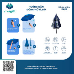 Ô Dù Thẳng Poly 2 Tầng Cán Mút Bán Kính 75cm D029 – Quà Tặng Viva