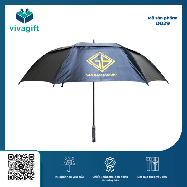 Ô Dù Thẳng Poly 2 Tầng Cán Mút Bán Kính 75cm D029 - Quà Tặng Viva