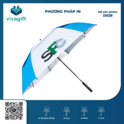 Ô Dù Thẳng Poly 2 Tầng Cán Mút Bán Kính 75cm D029 – Quà Tặng Viva