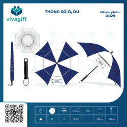 Ô Dù Thẳng Poly 2 Tầng Cán Mút Bán Kính 75cm D029 – Quà Tặng Viva