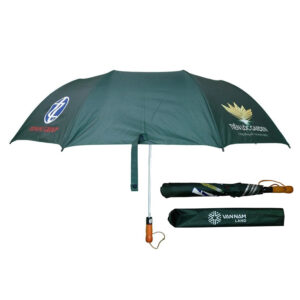 Ô Dù Cầm Tay Gấp 2 Tự Động 1 Chiều Bán Kính 70cm D020 Cán Gỗ - Quatangviva.com