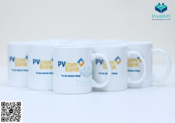 Cốc Sứ Minh Long Jasmine Trắng - 0.36L - In Logo PV Bank