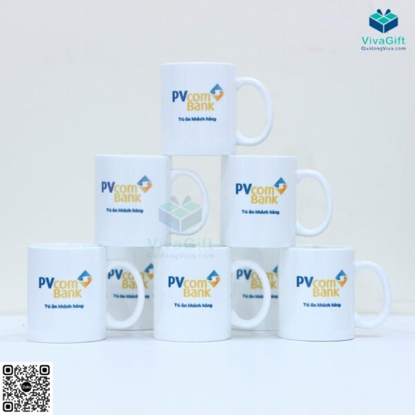 Cốc Sứ Minh Long Jasmine Trắng - 0.36L - In Logo PV Bank 3