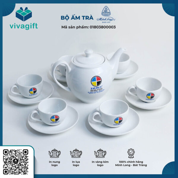 Bộ Ấm Chén Minh Long 0.8 L - Camellia - Trắng A001-01803800003 - Hình ảnh 2