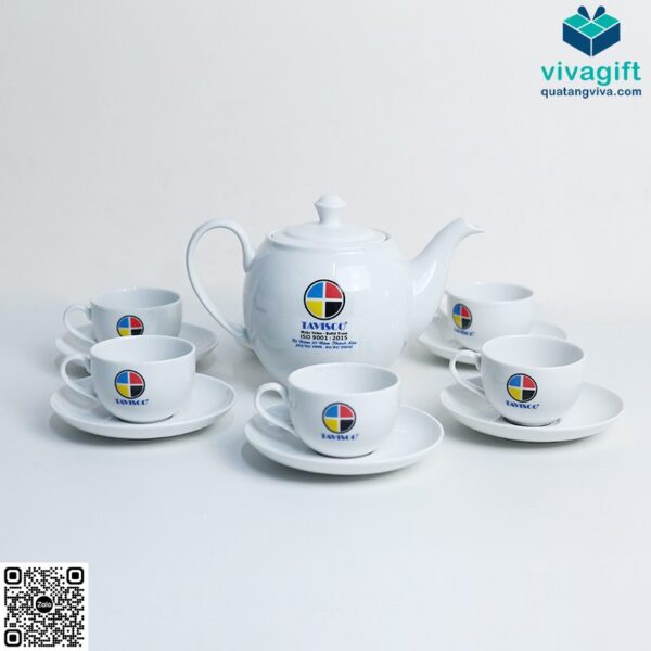 Bộ Ấm Chén Minh Long In Logo 0.8 L - Camellia - Trắng A001-01803800003 6