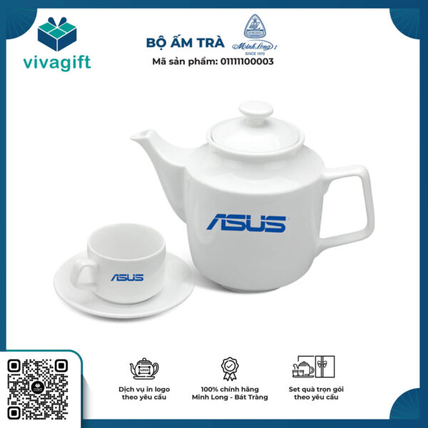 Bộ Ấm Chén Minh Long 1.1 L - Jasmine - Trắng