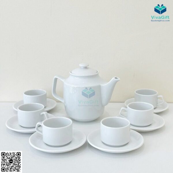 Bộ Ấm Chén Minh Long Quà Tặng 0.7 L - Jasmine - Trắng 16