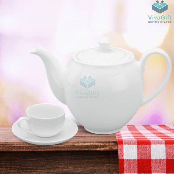 Bộ ấm chén Minh Long 1.1 L - Camellia - Trắng 9