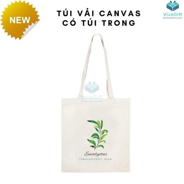 Túi Vải Canvas Có Túi Con Bên Trong In Logo TVC04 4
