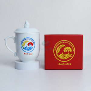 Ly Sứ Bát Tràng Trắng Có Nắp Ngọn Lửa LS102