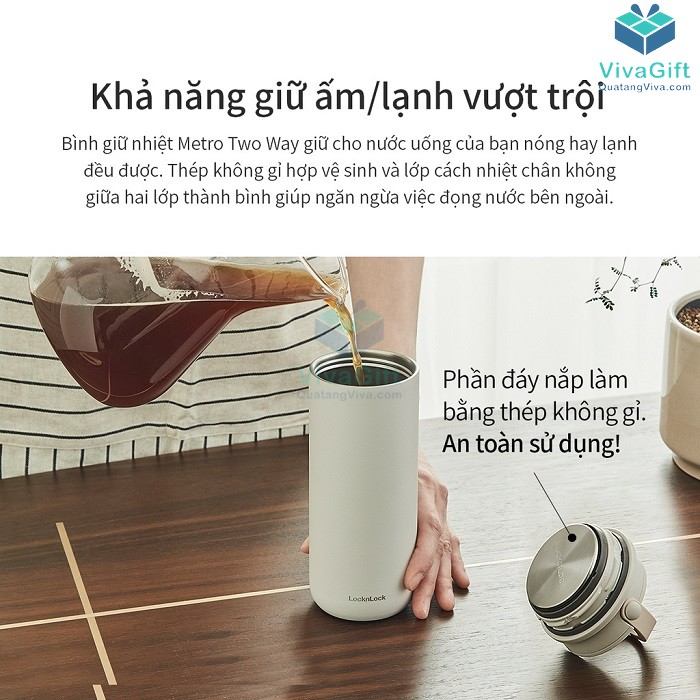 Bình Giữ Nhiệt LocknLock 475ml – LHC4274 475ml Metro Two Way Khắc Tên