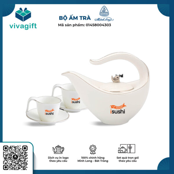 Bộ Ấm Chén Minh Long 0.45 L - Anh Vũ - Chỉ Bạch Kim 01458004303 1