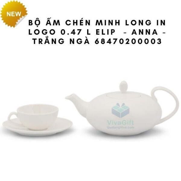 Bộ Ấm Chén Minh Long In Logo 0.47 L Elip - Anna - Trắng Ngà 68470200003