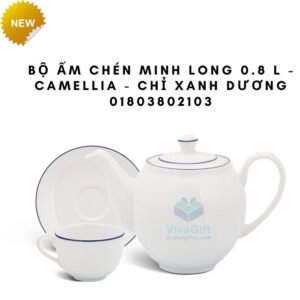 Bộ Ấm Chén Minh Long 0.8 L - Camellia - Chỉ Xanh Dương 01803802103