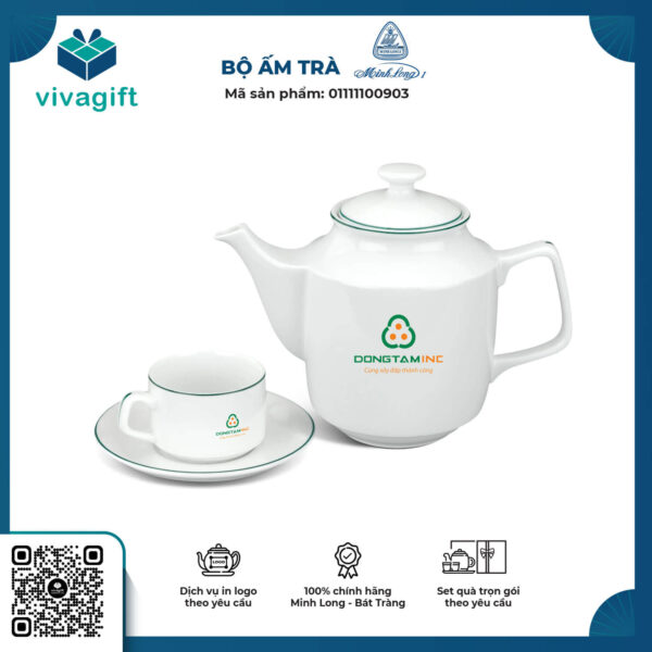Bộ Ấm Trà Minh Long 1.1 L - Jasmine - Chỉ Xanh Lá 01111100903 - Hình ảnh 2
