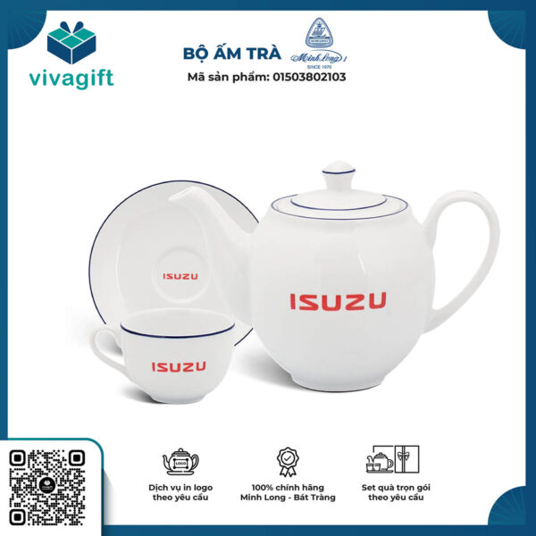 Bộ Ấm Trà Minh Long 0.5 L - Camellia - Chỉ Xanh Dương A001_01503802103 1