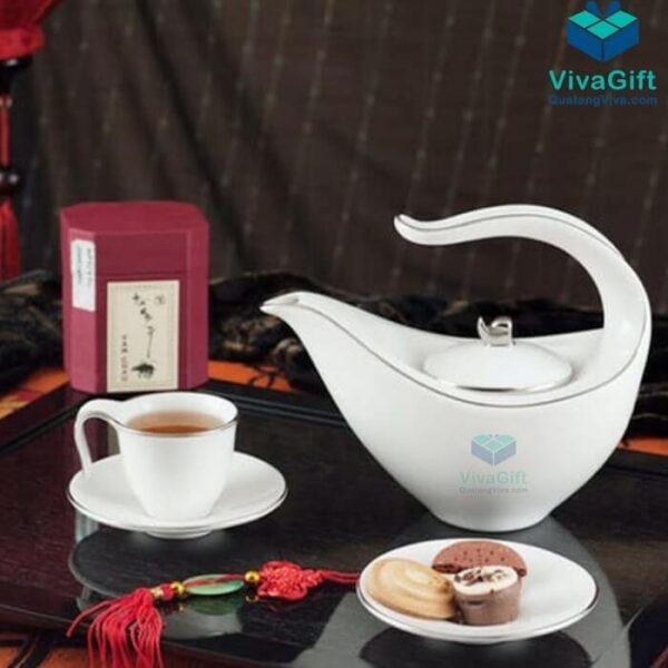 Bộ Ấm Chén Minh Long 0.45 L - Anh Vũ - Chỉ Bạch Kim 01458004303 - Hình ảnh 5